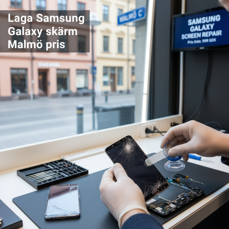 Laga Samsung Galaxy skärm Malmö pris